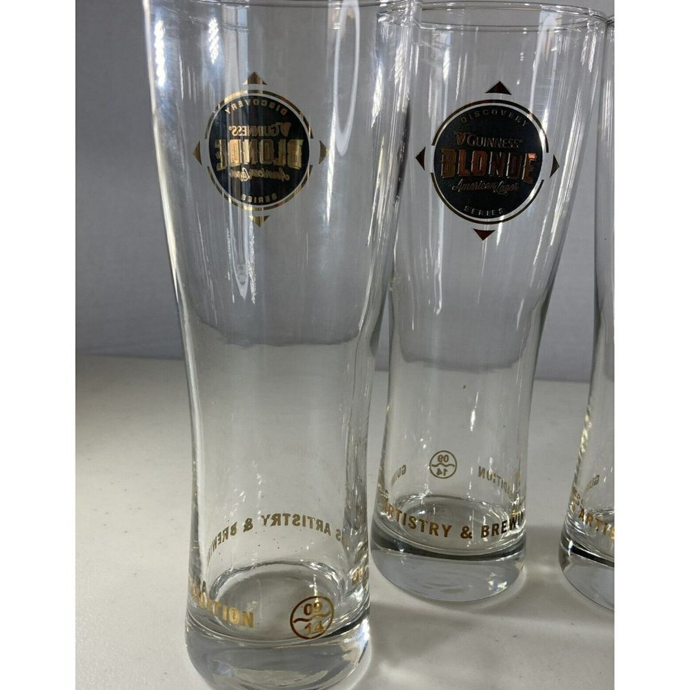 Guinness Discovery Series Blonde American Lager Pilsner 16 Oz Glasses Set of 4 - Picture 4 of 12